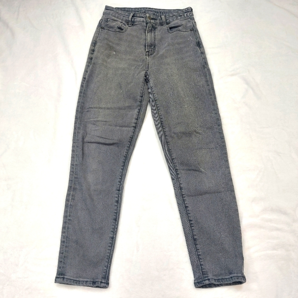 AMERICAN EAGLE WOMEN'S BLACK DENIM COTTON BLEND SKINNY MOM JEANS SIZE 0 SHORT